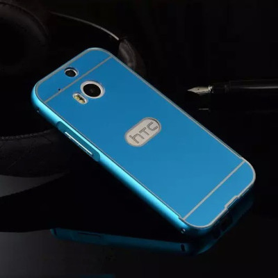 Твърди гърбове Твърди гърбове за HTC Луксозен алуминиев бъмпър с твърд гръб за HTC ONE M8 / HTC ONE 2 светло син
